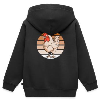 Huhn Henne - Kinder Premium Organic Zip Hoodie - Schwarz - Hinten - AI Model Kid Male (0cm)