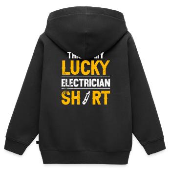 Électricien Dire Compagnon Électricien - Sweat Premium à capuche zippé enfant bio - noir - Dos - AI Model Kid Male (0cm)