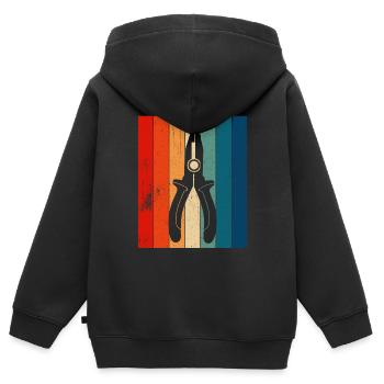 Elektriker Spruch Elektrikergeselle - Kinder Premium Organic Zip Hoodie - Schwarz - Hinten - AI Model Kid Male (0cm)