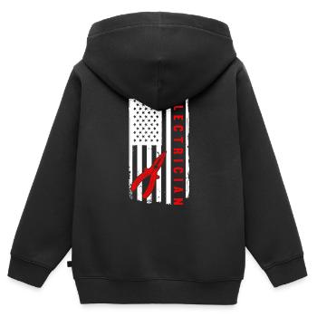 Électricien Dire Compagnon Électricien - Sweat Premium à capuche zippé enfant bio - noir - Dos - AI Model Kid Male (0cm)