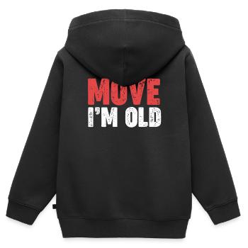 Umzug: Ich Bin Alt, Seniorin, Geriatrische - Kinder Premium Organic Zip Hoodie - Schwarz - Hinten - AI Model Kid Male (0cm)