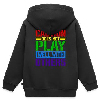 Caution Does Not Play Well With Others 66 - Kinder Premium Organic Zip Hoodie - Schwarz - Hinten - AI Model Kid Male (0cm)