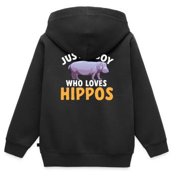 Hippopotame Hippopotame - Sweat Premium à capuche zippé enfant bio - noir - Dos - AI Model Kid Male (0cm)