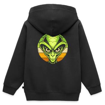 Alien Außerirdischer - Kinder Premium Organic Zip Hoodie - Schwarz - Hinten - AI Model Kid Male (0cm)