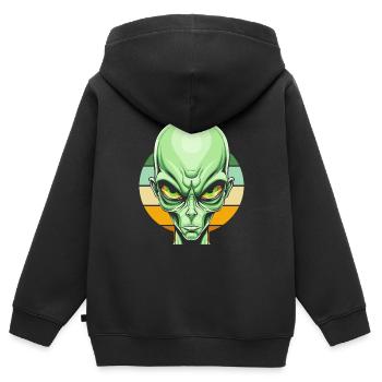 Alien Außerirdischer - Sweat Premium à capuche zippé enfant bio - noir - Dos - AI Model Kid Male (0cm)