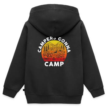 Camper Werden Campen - Kinder Premium Organic Zip Hoodie - Schwarz - Hinten - AI Model Kid Male (0cm)