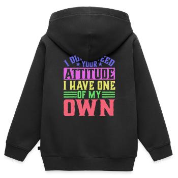 Je n’ai pas besoin de ton attitude, j’en ai un des 5 - Sweat Premium à capuche zippé enfant bio - noir - Dos - AI Model Kid Male (0cm)