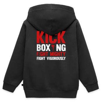 Kickboxen Kickboxer Kickboxing - Sweat Premium à capuche zippé enfant bio - noir - Dos - AI Model Kid Male (0cm)