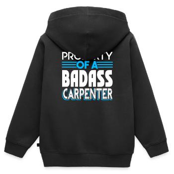 Carpenter Property Of A Badass Carpenter - Kids Premium Organic Zip-up Hoodie - black - Back - AI Model Kid Male (0cm)
