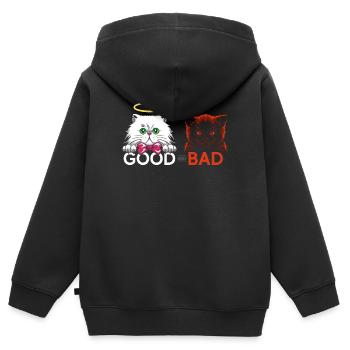 Bon chat et mauvais chat T-shirt - Sweat Premium à capuche zippé enfant bio - noir - Dos - AI Model Kid Male (0cm)