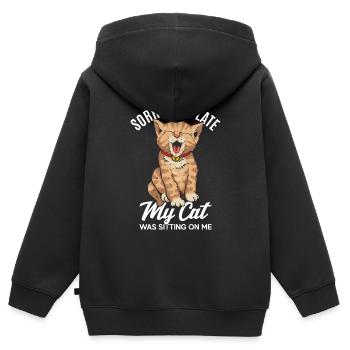 Désolé, je suis en retard - Sweat Premium à capuche zippé enfant bio - noir - Dos - AI Model Kid Male (0cm)