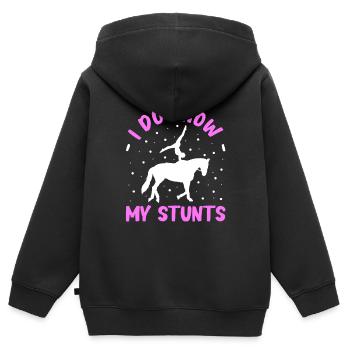Voltige, Equitation, Dressage - Sweat Premium à capuche zippé enfant bio - noir - Dos - AI Model Kid Male (0cm)
