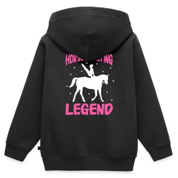 Voltige, Equitation, Dressage - Sweat Premium à capuche zippé enfant bio - noir - Dos - AI Model Kid Male (0cm)