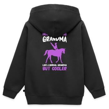 Voltige, Equitation, Dressage - Sweat Premium à capuche zippé enfant bio - noir - Dos - AI Model Kid Male (0cm)
