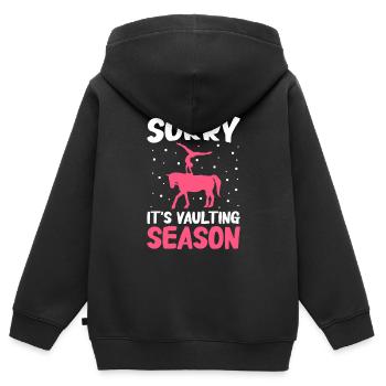 Voltige, Equitation, Dressage - Sweat Premium à capuche zippé enfant bio - noir - Dos - AI Model Kid Male (0cm)