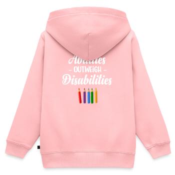 Fähigkeiten Überwiegen Behinderungen - Kinder Premium Organic Zip Hoodie - Rosa - Hinten - AI Model Kid Female (0cm)