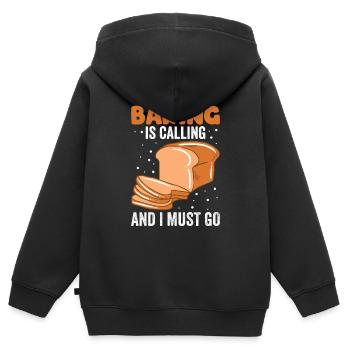 Cuisson du pain Boulangerie Boulangerie Fabrication du pain - Sweat Premium à capuche zippé enfant bio - noir - Dos - AI Model Kid Male (0cm)