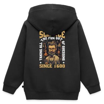 Enlever tout le plaisir de deviner depuis 1600 16 - Sweat Premium à capuche zippé enfant bio - noir - Dos - AI Model Kid Male (0cm)