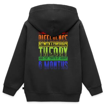 The Only Difference Between A Conspiracy Theory 19 - Kinder Premium Organic Zip Hoodie - Schwarz - Hinten - AI Model Kid Male (0cm)