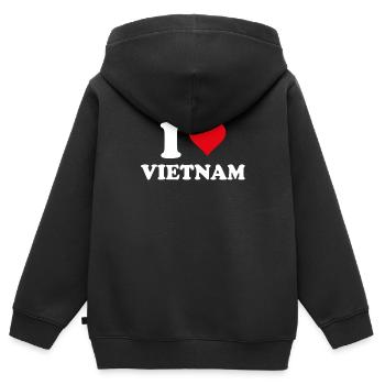 Ich liebe Vietnam Herz Vietnamesisches Geschenk - Kinder Premium Organic Zip Hoodie - Schwarz - Hinten - AI Model Kid Male (0cm)