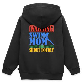 Warning Swim Mom Will Shout Loudly 6 - Kinder Premium Organic Zip Hoodie - Schwarz - Hinten - AI Model Kid Male (0cm)