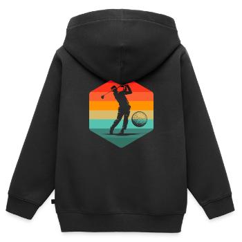 Golf Golfer Golfen - Kinder Premium Organic Zip Hoodie - Schwarz - Hinten - AI Model Kid Male (0cm)