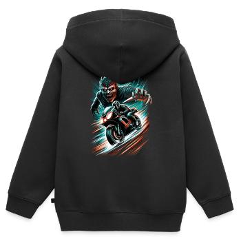 Speed Demon High-Speed Horror Chase - Kinder Premium Organic Zip Hoodie - Schwarz - Hinten - AI Model Kid Male (0cm)
