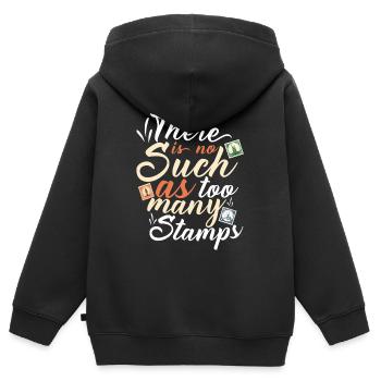 Philatélie Philatéliste philatéliste philatélique - Sweat Premium à capuche zippé enfant bio - noir - Dos - AI Model Kid Male (0cm)