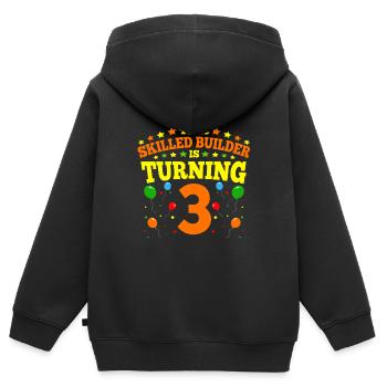 3rd birthday Boy Brick Builder 3 Years Old Gifts - Kinder Premium Organic Zip Hoodie - Schwarz - Hinten - AI Model Kid Male (0cm)