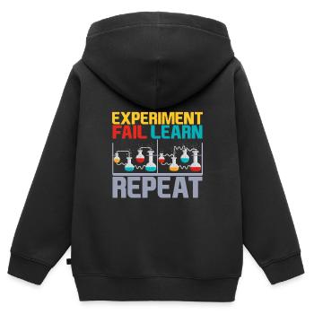 Expérimenter, Échouer, Apprendre, Répéter, 4 - Sweat Premium à capuche zippé enfant bio - noir - Dos - AI Model Kid Male (0cm)