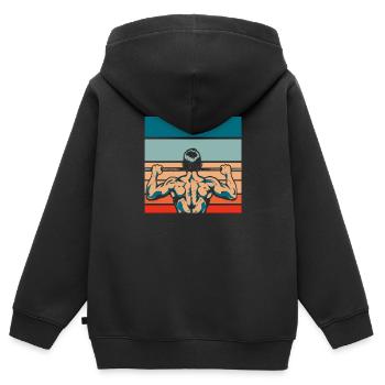 Fitness - Kinder Premium Organic Zip Hoodie - Schwarz - Hinten - AI Model Kid Male (0cm)