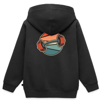 Fitness - Kinder Premium Organic Zip Hoodie - Schwarz - Hinten - AI Model Kid Male (0cm)