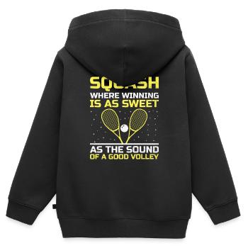 Joueur de squash Joueur de squash Joueur de tennis Raquetball Spor - Sweat Premium à capuche zippé enfant bio - noir - Dos - AI Model Kid Male (0cm)