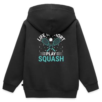 Squashspieler Squash-Tennisspieler Raquetball-Spor - Kinder Premium Organic Zip Hoodie - Schwarz - Hinten - AI Model Kid Male (0cm)