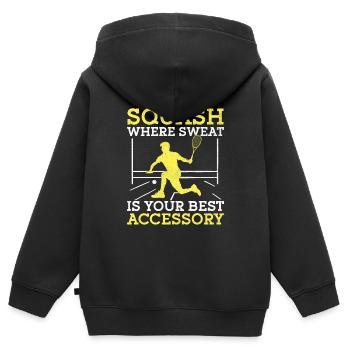 Joueur de squash Joueur de squash Joueur de tennis Raquetball Spor - Sweat Premium à capuche zippé enfant bio - noir - Dos - AI Model Kid Male (0cm)