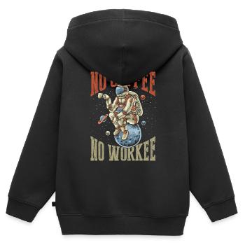 Pas de café, pas de workee - Sweat Premium à capuche zippé enfant bio - noir - Dos - AI Model Kid Male (0cm)