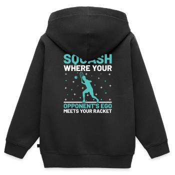 Squashspieler Squash-Tennisspieler Raquetball-Spor - Kinder Premium Organic Zip Hoodie - Schwarz - Hinten - AI Model Kid Male (0cm)