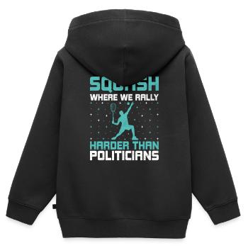 Squashspieler Squash-Tennisspieler Raquetball-Spor - Kinder Premium Organic Zip Hoodie - Schwarz - Hinten - AI Model Kid Male (0cm)