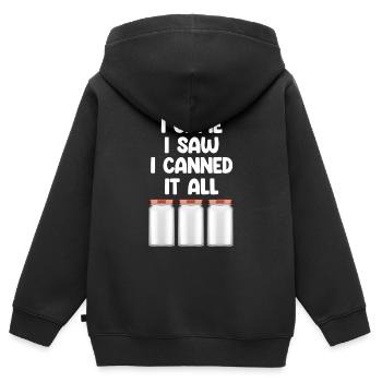 Je suis venu, j’ai vu que j’avais tout mis en conserve pour - Sweat Premium à capuche zippé enfant bio - noir - Dos - AI Model Kid Male (0cm)
