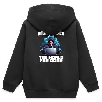 Analyste en piratage éthique Cybersécurité éthique - Sweat Premium à capuche zippé enfant bio - noir - Dos - AI Model Kid Male (0cm)