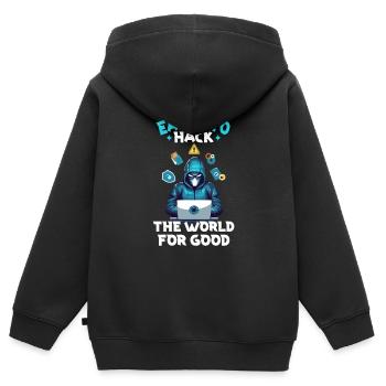 Analyste en piratage éthique Cybersécurité éthique - Sweat Premium à capuche zippé enfant bio - noir - Dos - AI Model Kid Male (0cm)