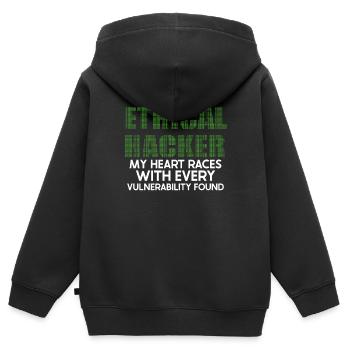 Analyste en piratage éthique Cybersécurité éthique - Sweat Premium à capuche zippé enfant bio - noir - Dos - AI Model Kid Male (0cm)