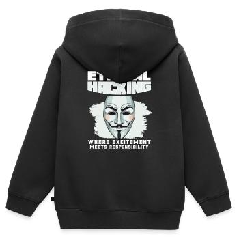 Analyste en piratage éthique Cybersécurité éthique - Sweat Premium à capuche zippé enfant bio - noir - Dos - AI Model Kid Male (0cm)