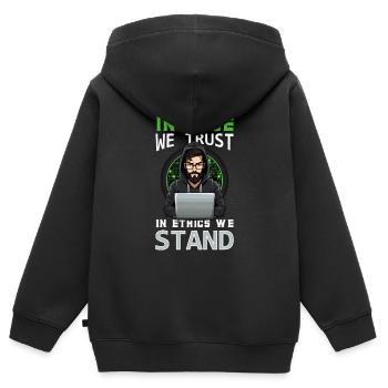Analyste en piratage éthique Cybersécurité éthique - Sweat Premium à capuche zippé enfant bio - noir - Dos - AI Model Kid Male (0cm)