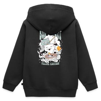 Bon Appétit édition féline - Sweat Premium à capuche zippé enfant bio - noir - Dos - AI Model Kid Male (0cm)