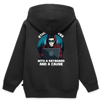 Analyste en piratage éthique Cybersécurité éthique - Sweat Premium à capuche zippé enfant bio - noir - Dos - AI Model Kid Male (0cm)