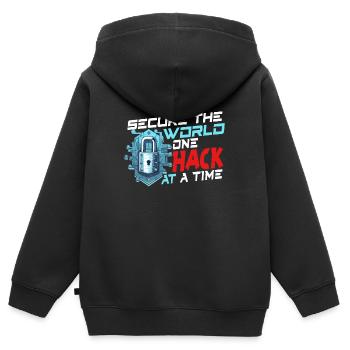 Analyste en piratage éthique Cybersécurité éthique - Sweat Premium à capuche zippé enfant bio - noir - Dos - AI Model Kid Male (0cm)