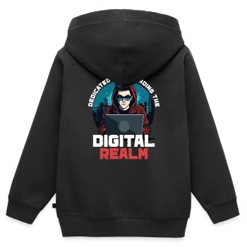 Analyste en piratage éthique Cybersécurité éthique - Sweat Premium à capuche zippé enfant bio - noir - Dos - AI Model Kid Male (0cm)