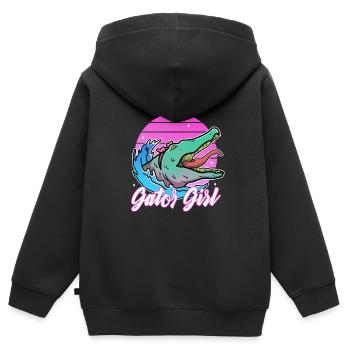Gator Girl - Sweat Premium à capuche zippé enfant bio - noir - Dos - AI Model Kid Male (0cm)