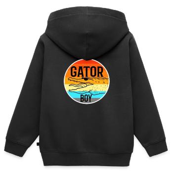 Gator Boy - Sweat Premium à capuche zippé enfant bio - noir - Dos - AI Model Kid Male (0cm)